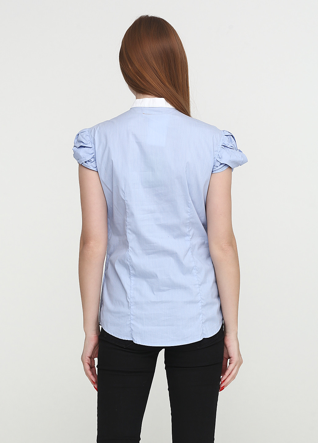 Голубой кэжуал рубашка однотонная Met с коротким рукавом