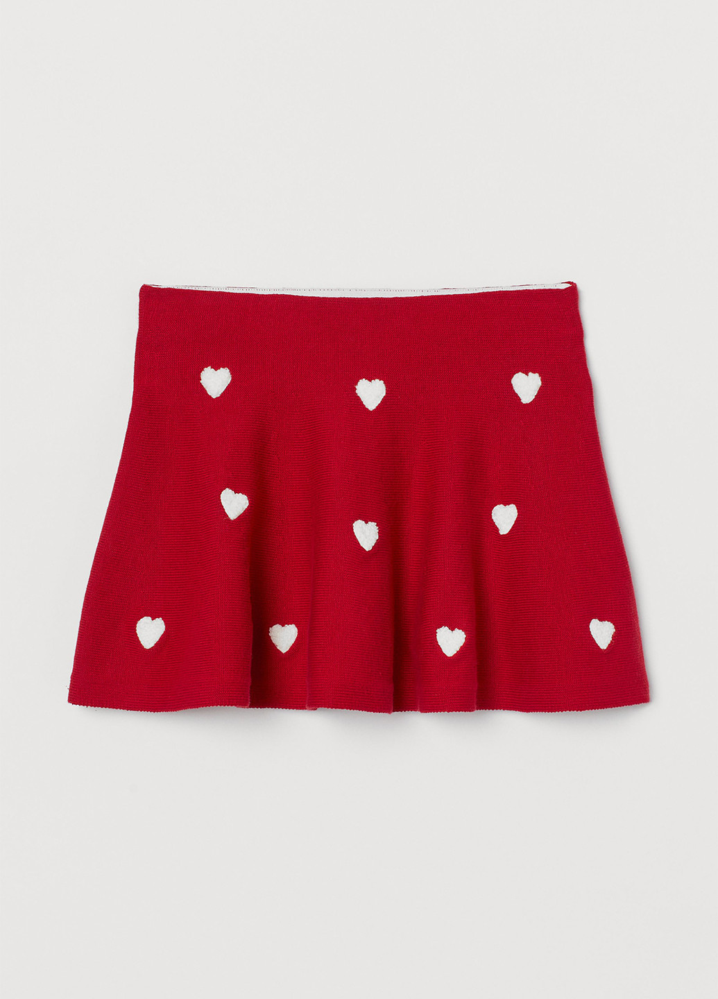 Красная кэжуал с сердечками юбка H&M клешированная
