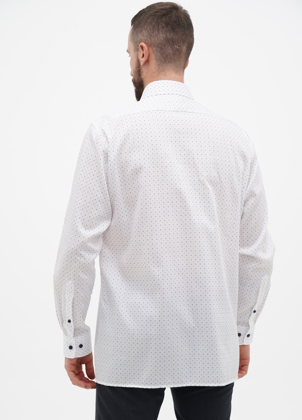 Белая кэжуал, классическая рубашка с сердечками Olymp