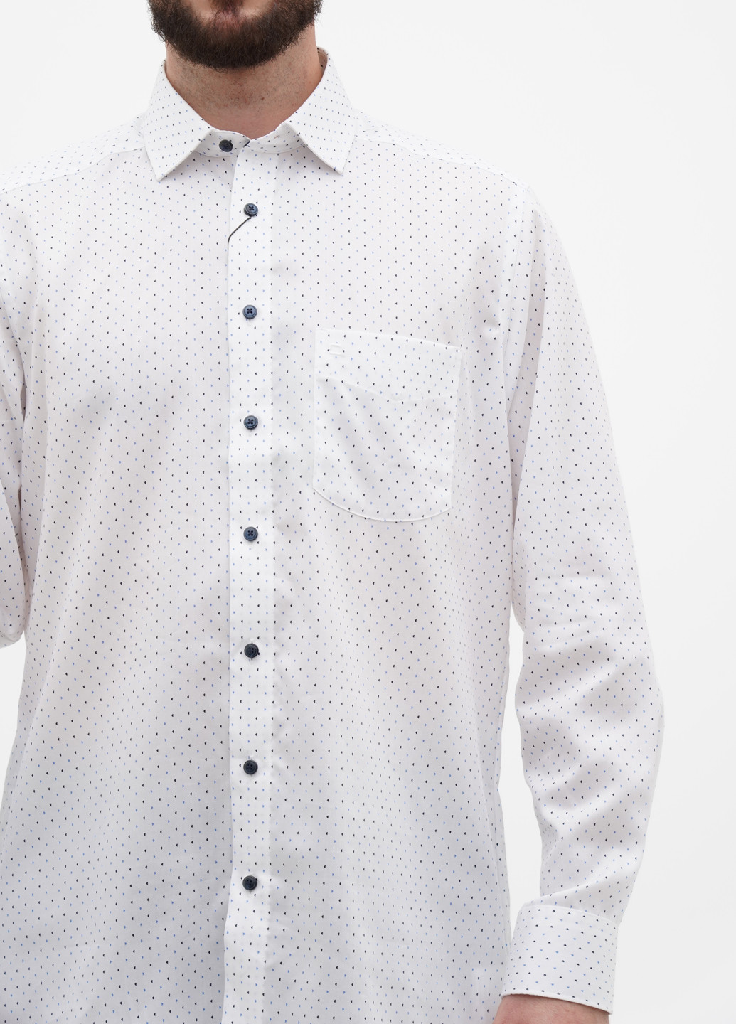Белая кэжуал, классическая рубашка с сердечками Olymp
