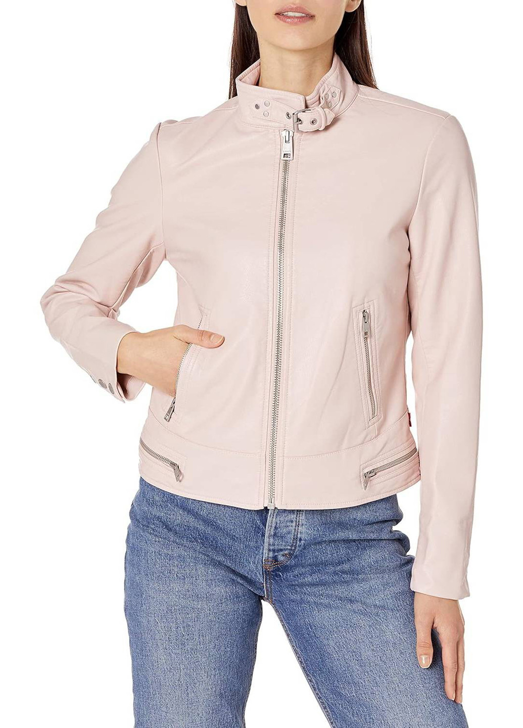 Рожева демісезонна куртка байкерська Levi's