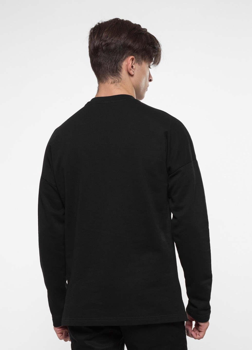 Свитшот Black Custom Wear - Прямой крой однотонный черный кэжуал хлопок - (251879730)