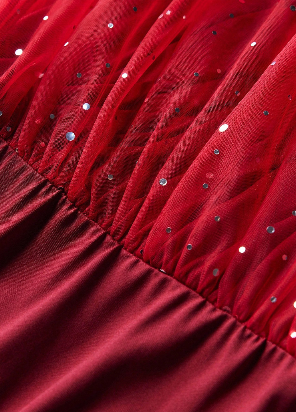 Червона вечірня сукня з пишною спідницею, бандо, з корсетом SHEIN однотонна