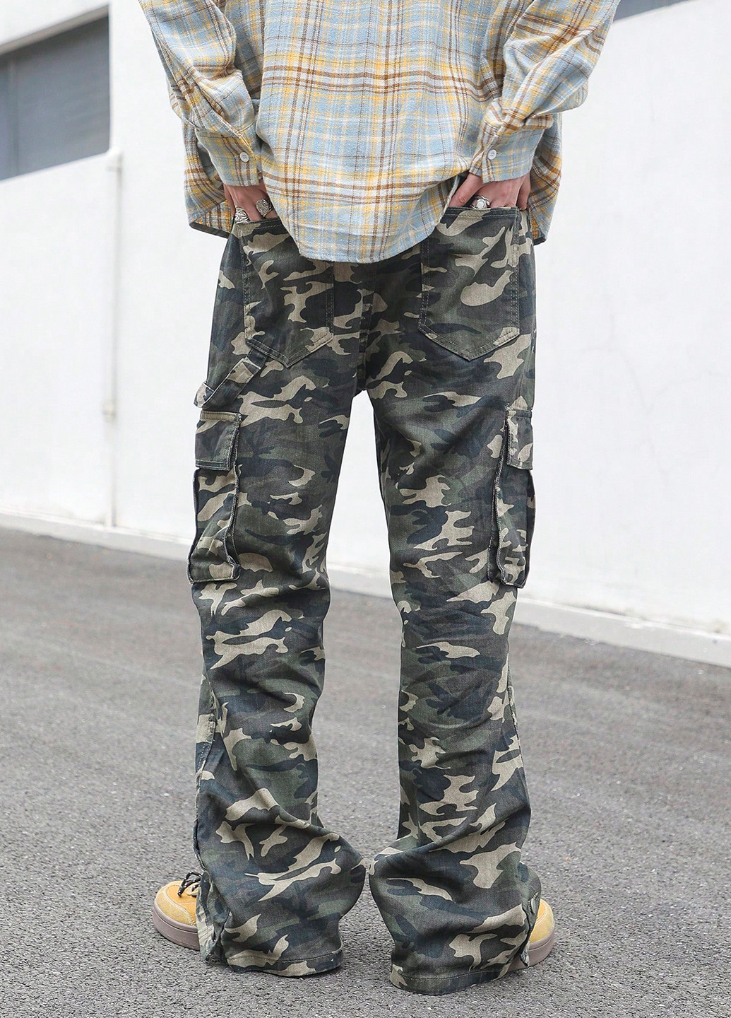 Комбинированные демисезонные карго джинсы SHEIN