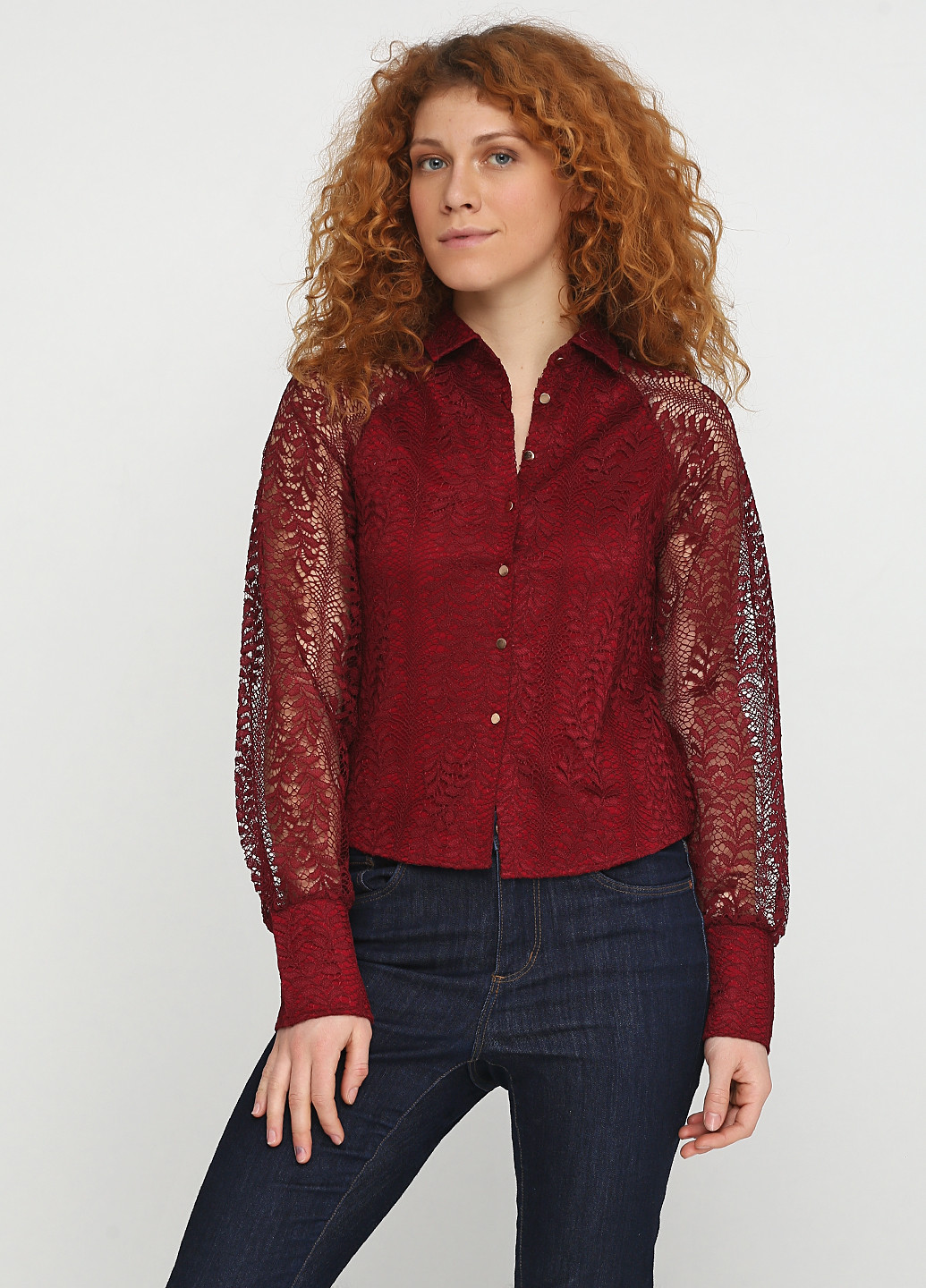 Бордовая демисезонная блуза с длинным рукавом Silvian Heach