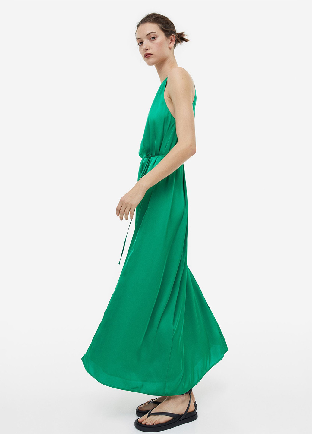 Зеленое кэжуал платье H&M однотонное