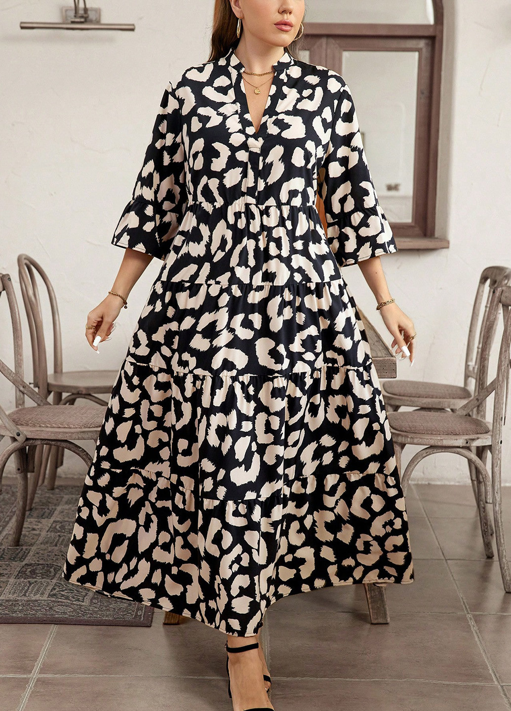 Комбінована кежуал сукня SHEIN леопардовий