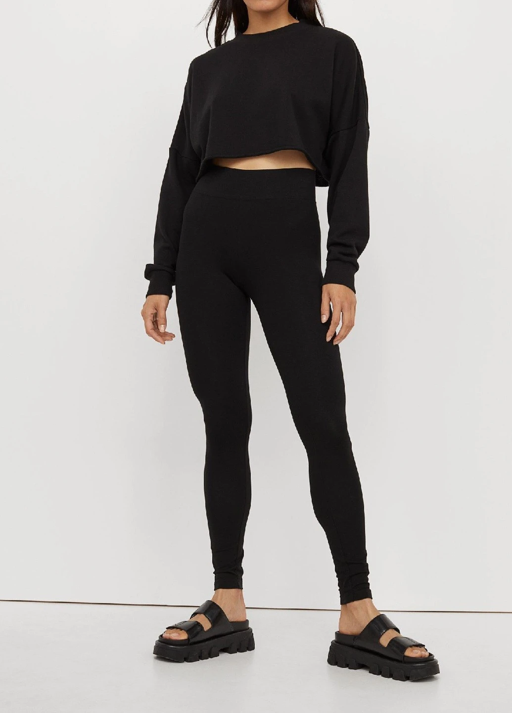 Черные демисезонные леггинсы H&M