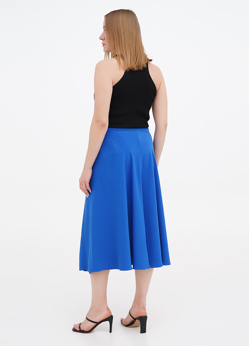 Светло-синяя кэжуал однотонная юбка Ralph Lauren а-силуэта (трапеция)