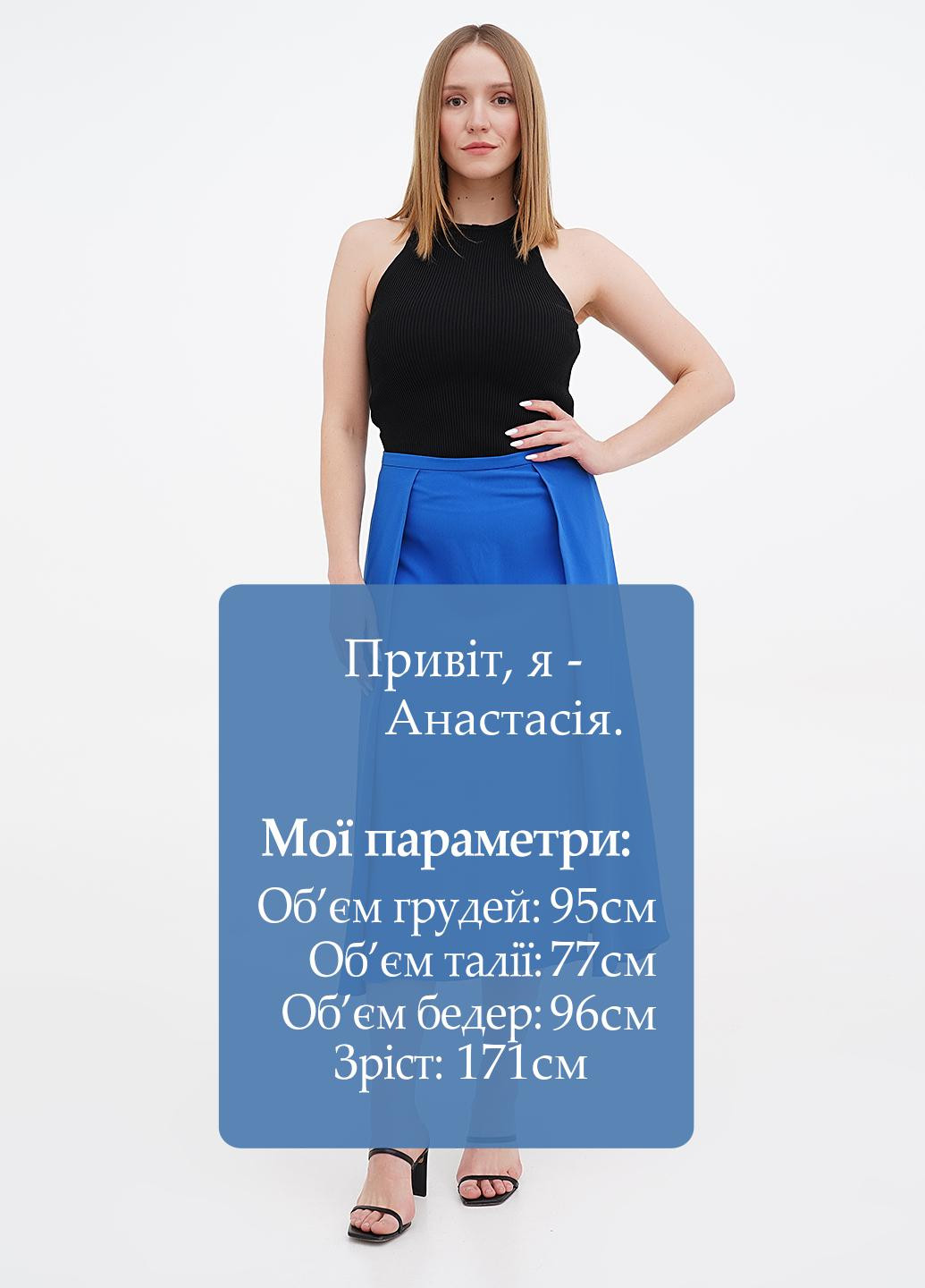 Светло-синяя кэжуал однотонная юбка Ralph Lauren а-силуэта (трапеция)