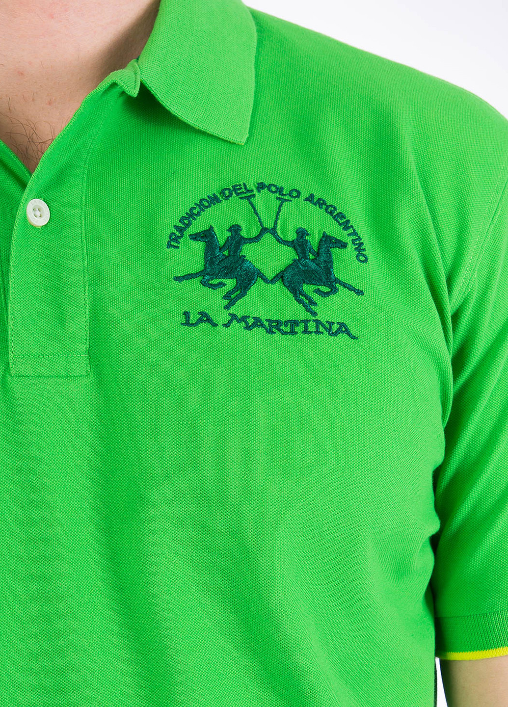 Лайм футболка-поло для мужчин La Martina однотонная