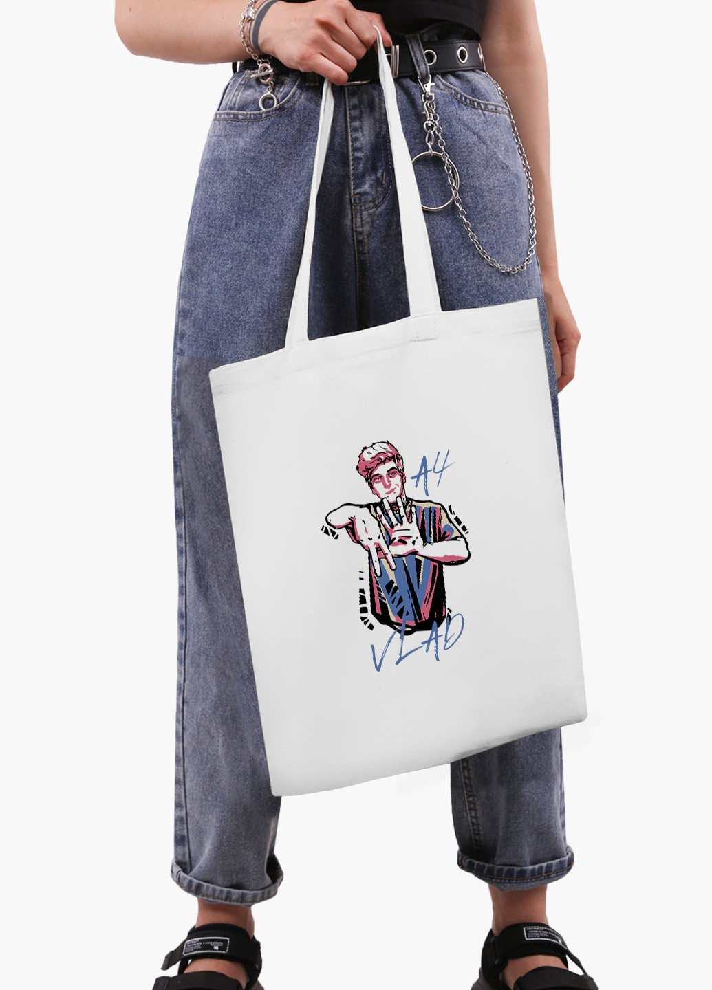 Еко сумка шоппер біла блогер Влад Папір А4 (blogger Vlad A4) (9227-2621-WT-2) екосумка шопер 41*35 см MobiPrint (219151212)