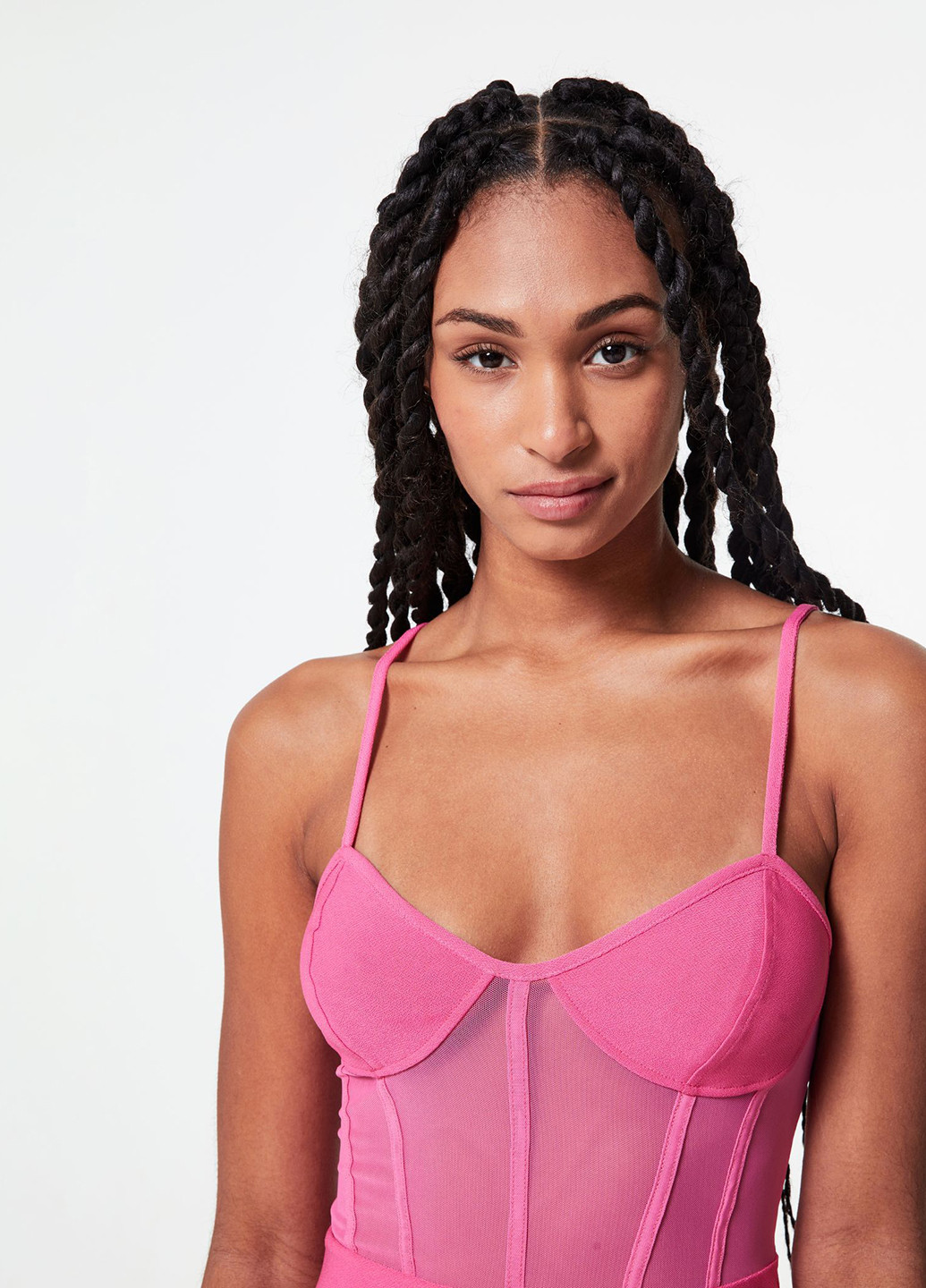 Розовое кэжуал платье платье-комбинация Jennyfer однотонное