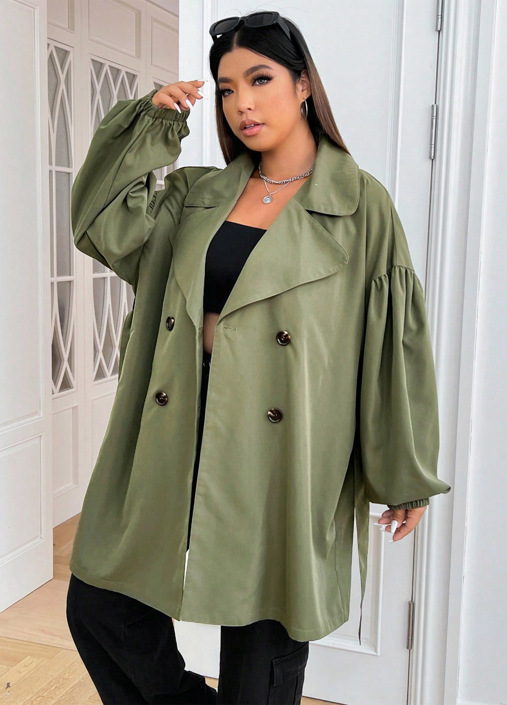 Плащ SHEIN на пуговицах демисезон (311626513)