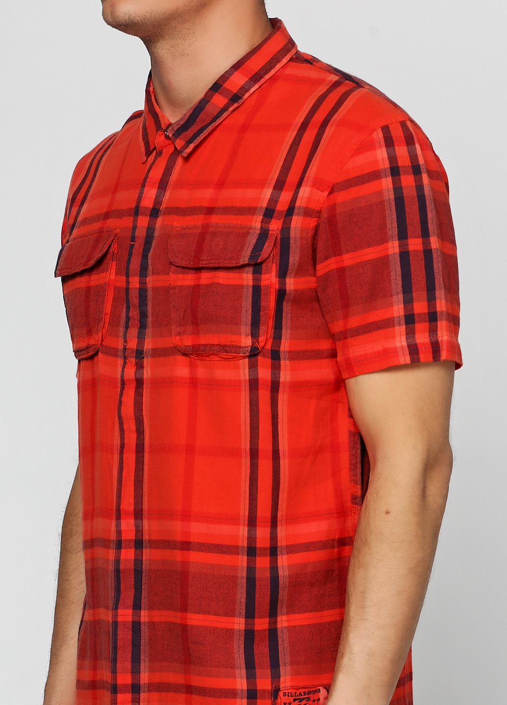 Красная кэжуал рубашка в клетку Billabong с коротким рукавом