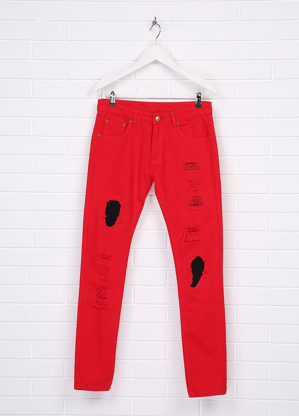 Красные демисезонные зауженные джинсы SOULSTAR