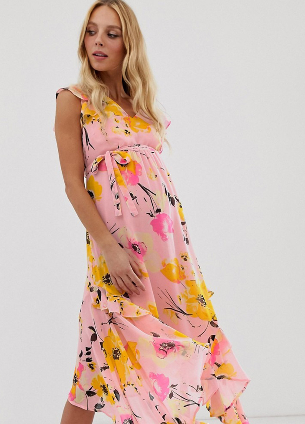 Розовое кэжуал платье для беременных Mamalicious с цветочным принтом