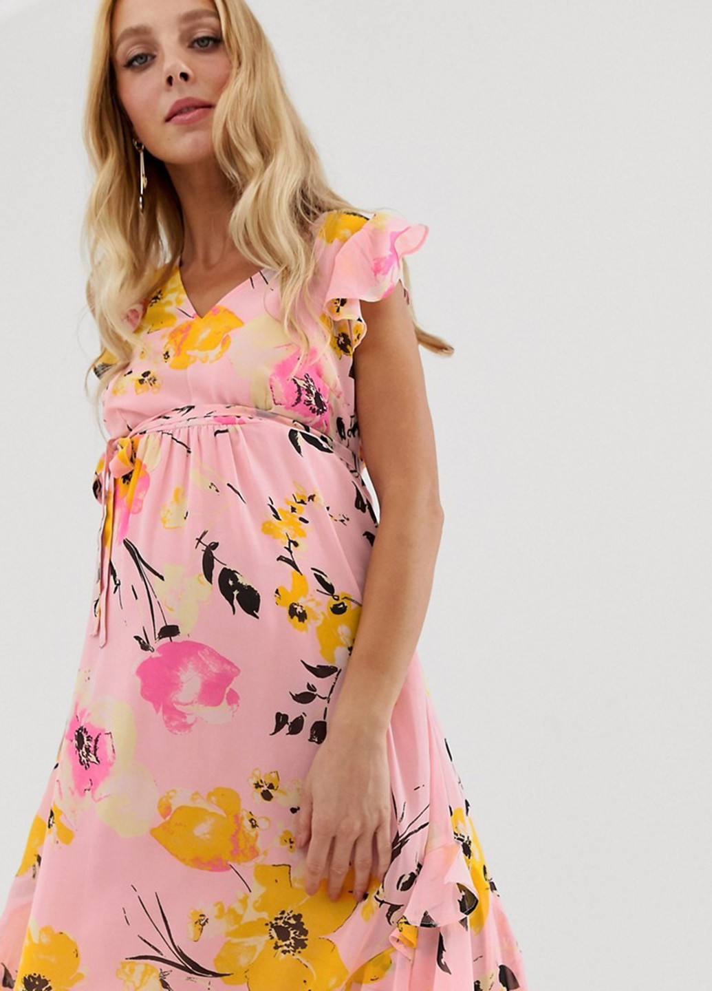 Розовое кэжуал платье для беременных Mamalicious с цветочным принтом