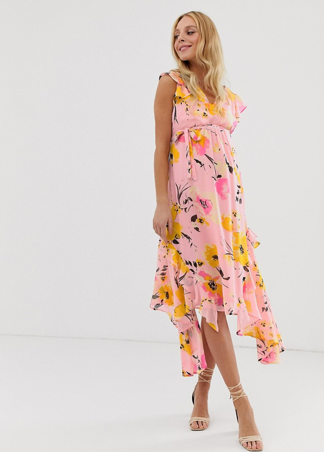 Розовое кэжуал платье для беременных Mamalicious с цветочным принтом