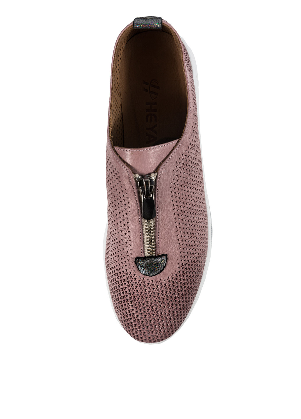 Розово-коричневые мокасины Heya Shoes с белой подошвой, с перфорацией
