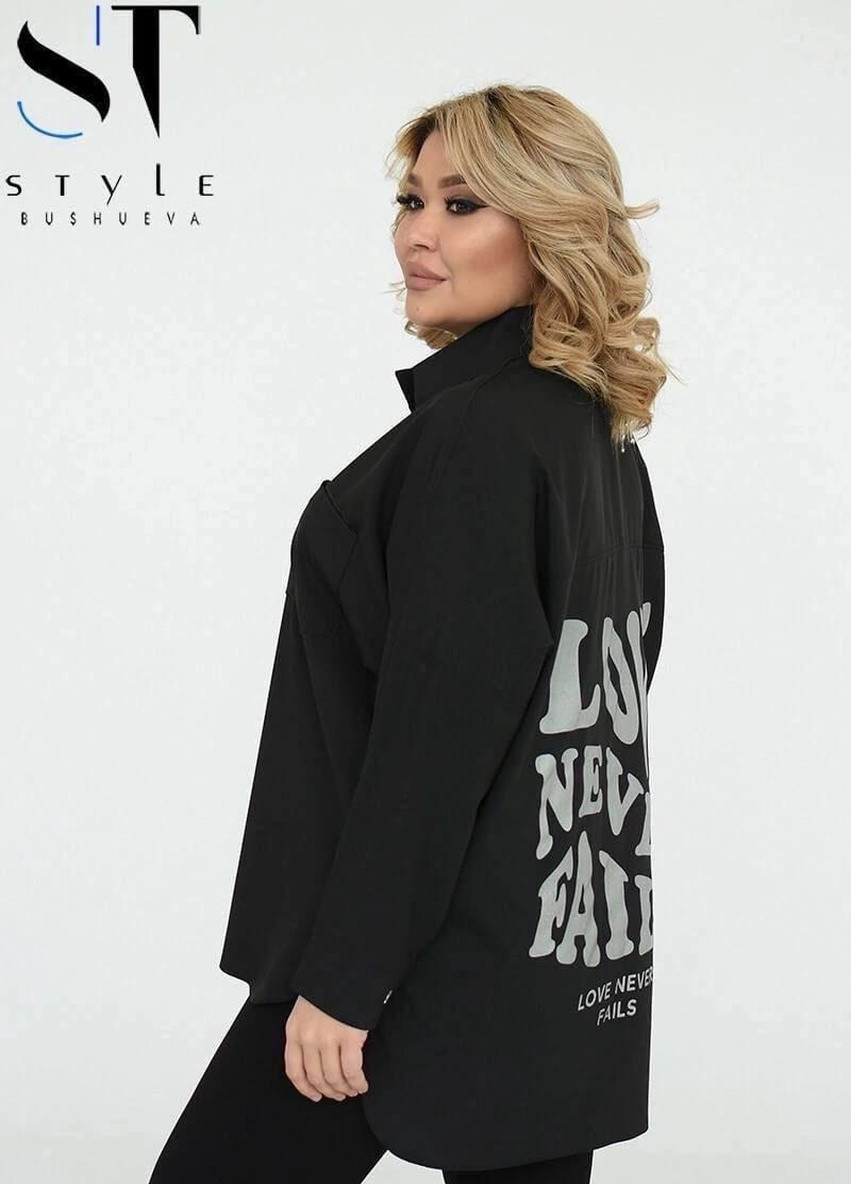 Черная женская стильная рубашка черного цвета 374199 New Trend