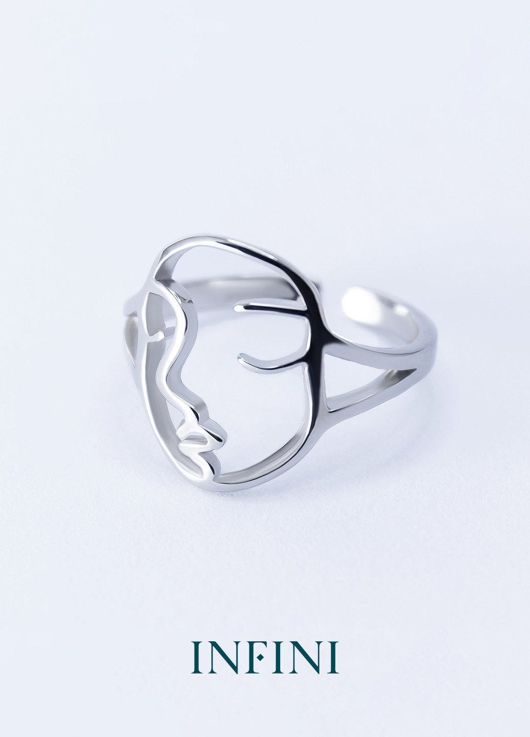Кольцо серебряное Infini с лицом девушки (250570274)