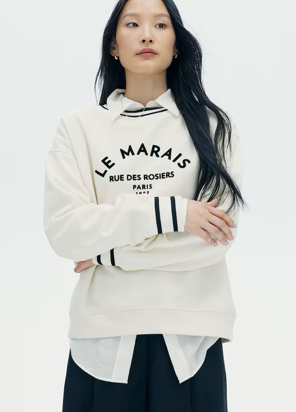 Кремовий світшот H&M напис без декору (362050332)