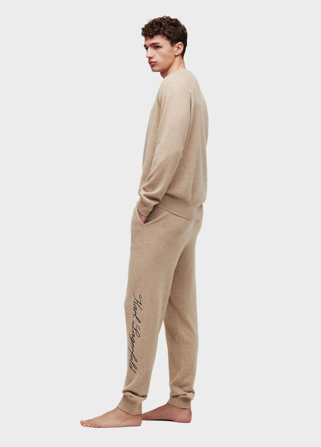 Бежевые домашние зимние джоггеры брюки Karl Lagerfeld