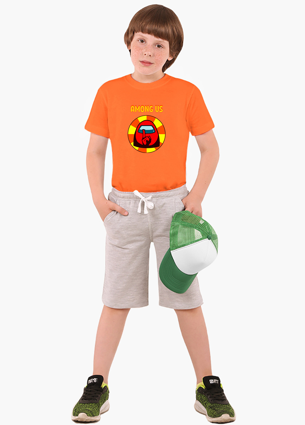 Помаранчева демісезонна футболка дитяча амонг ас червоний (among us red) (9224-2412) MobiPrint