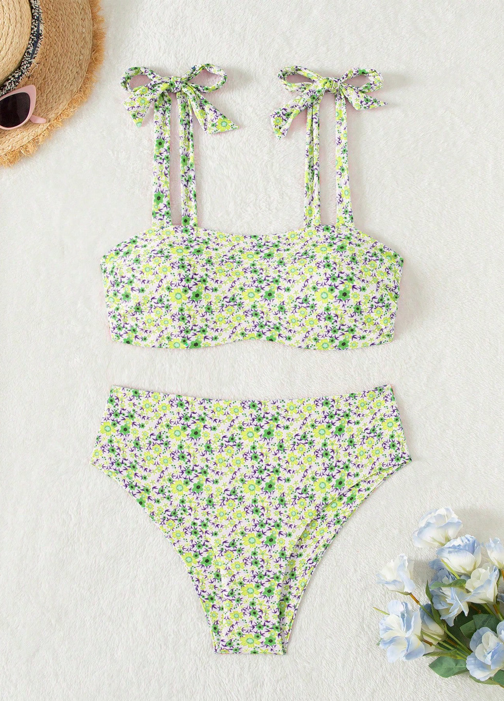 Комбінований літній купальник (ліф, трусики) бандо, роздільний SHEIN