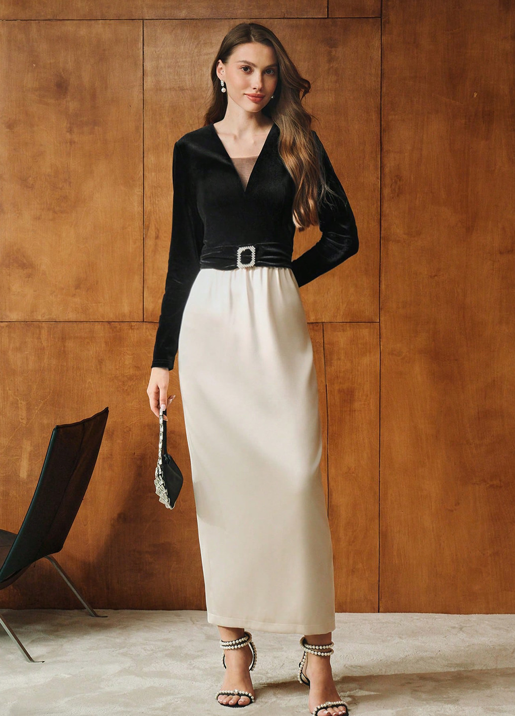 Комбинированное кэжуал платье а-силуэт SHEIN колор блок