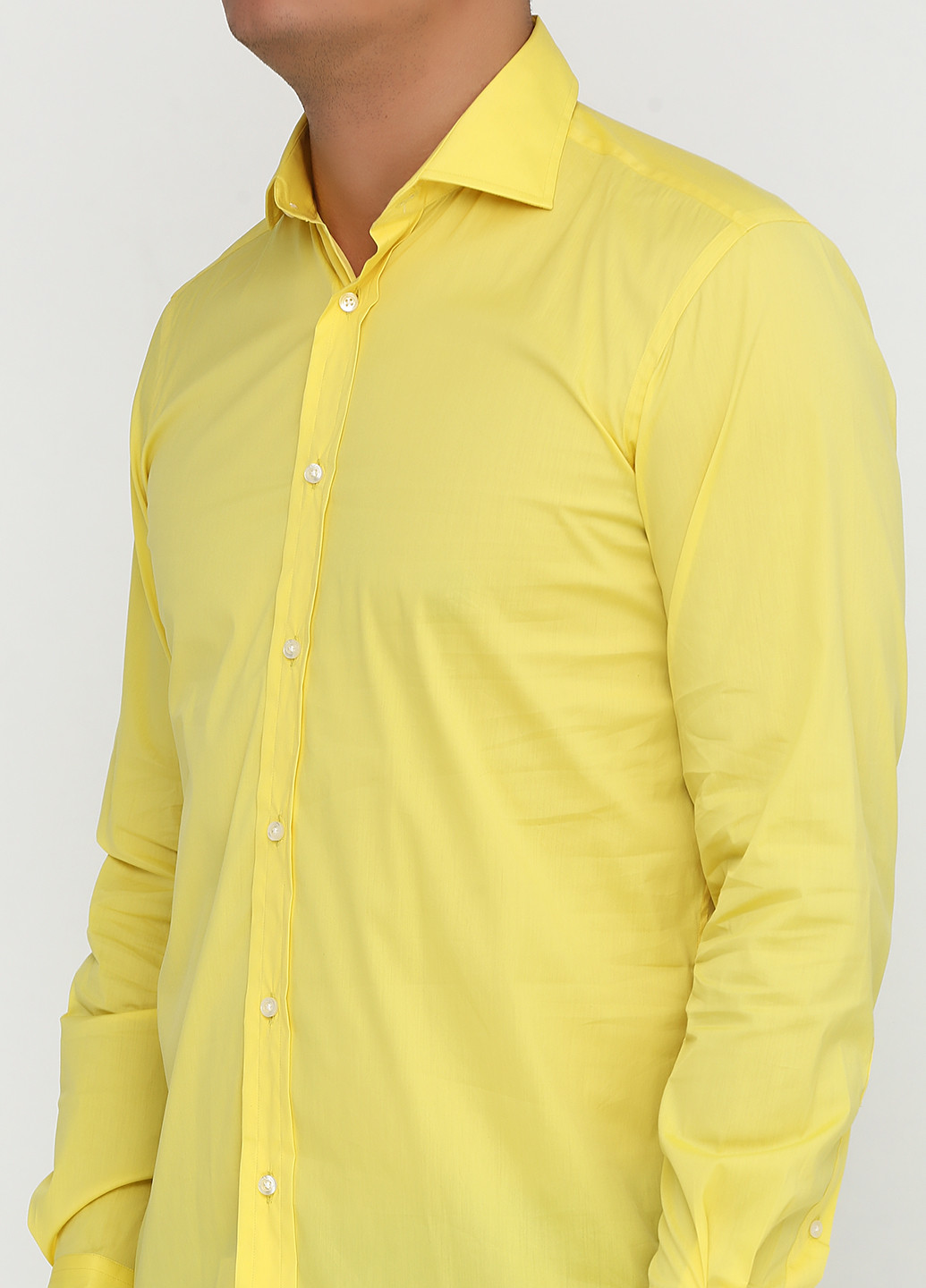 Лимонная кэжуал рубашка однотонная Ralph Lauren с длинным рукавом