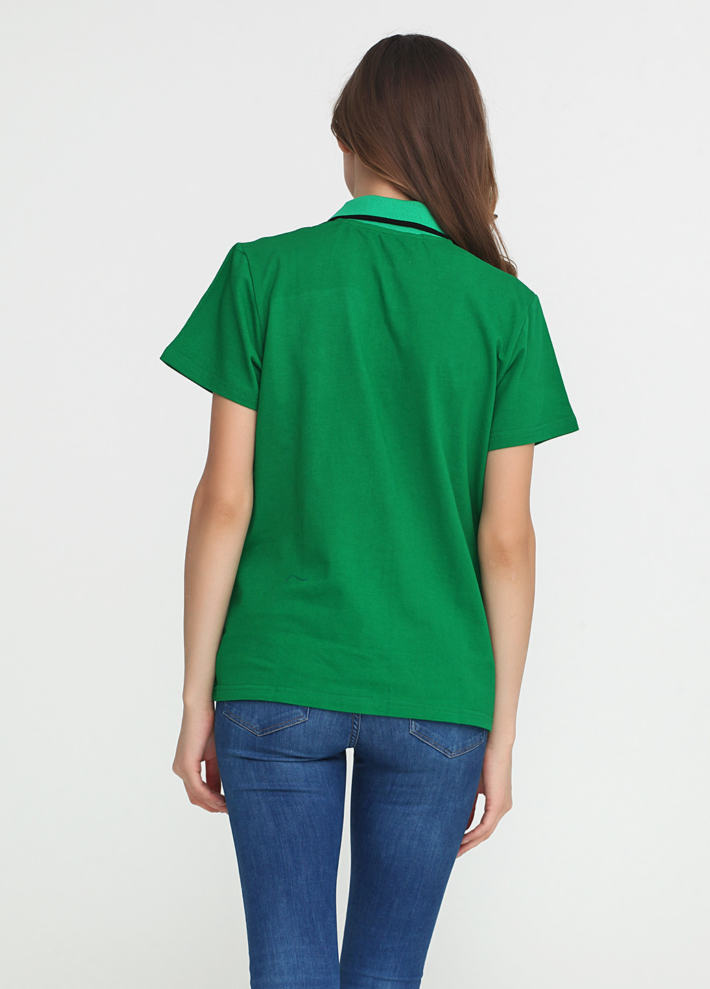 Зеленая женская футболка-поло Tryapos с надписью