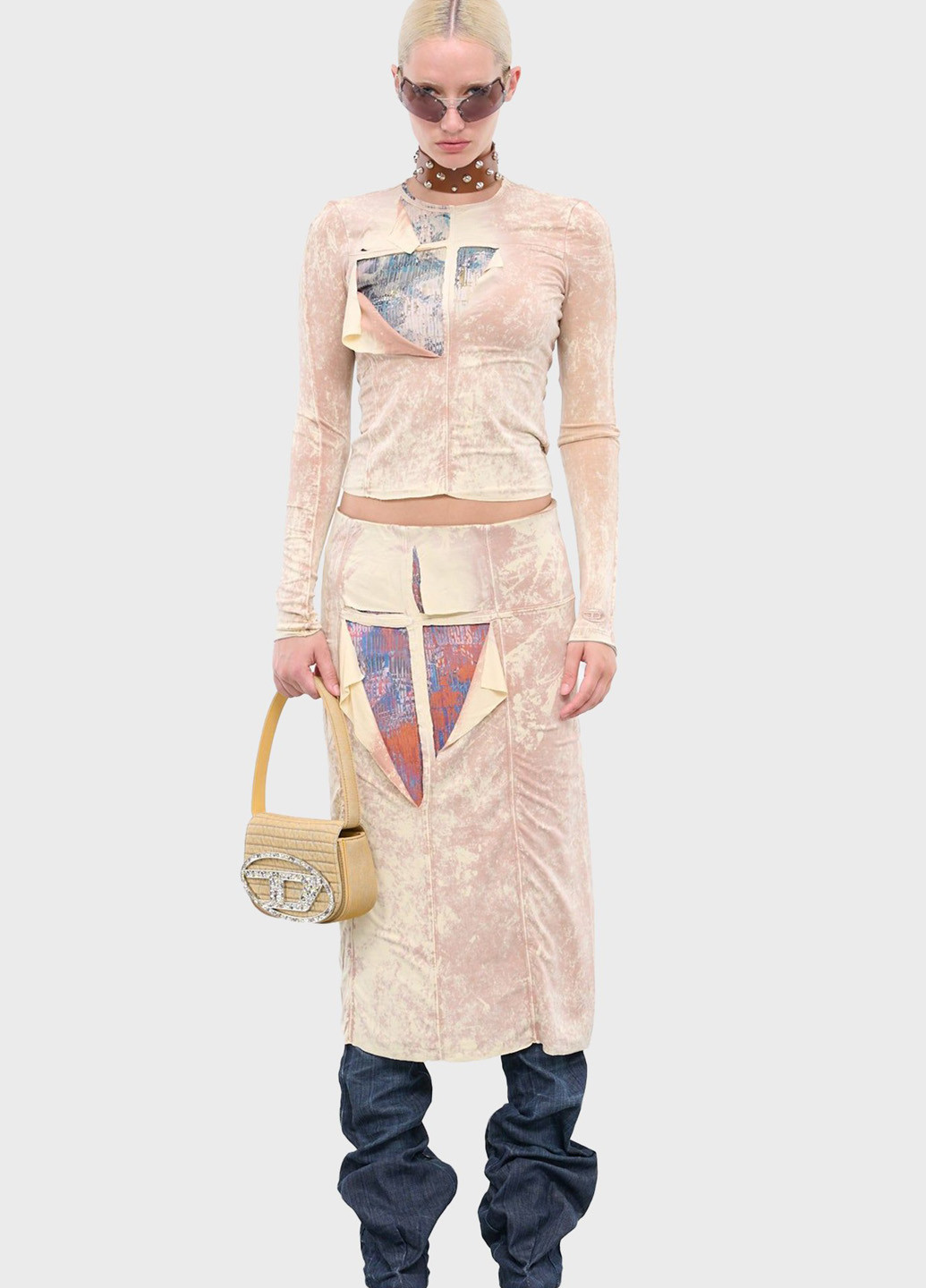 Бежевая кэжуал тай-дай юбка Diesel