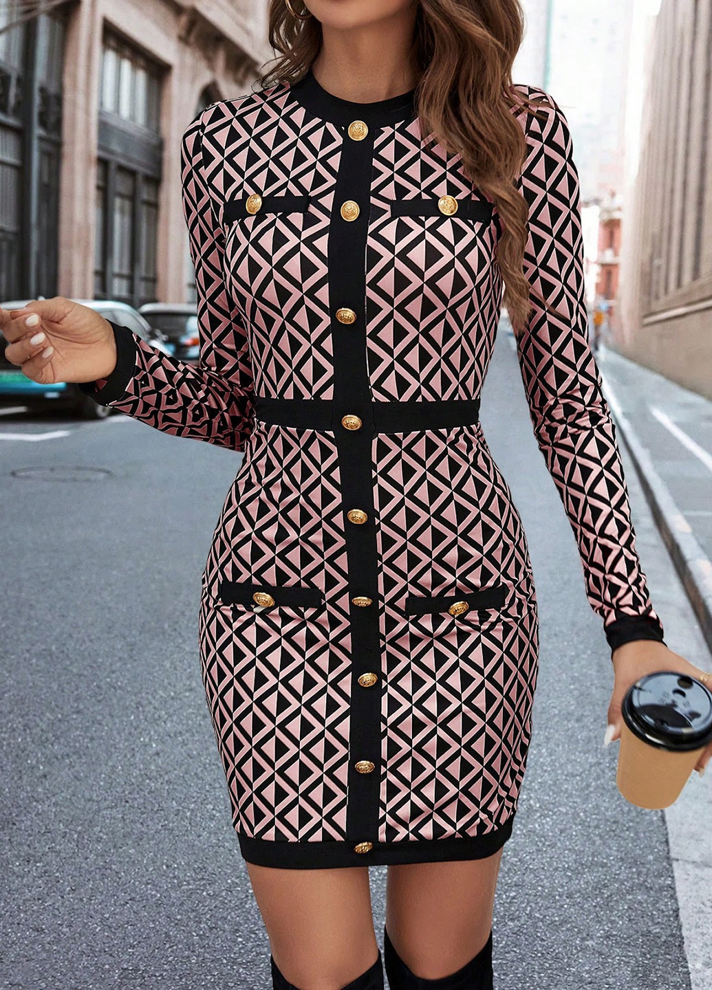 Комбінована кежуал сукня SHEIN з геометричним візерунком