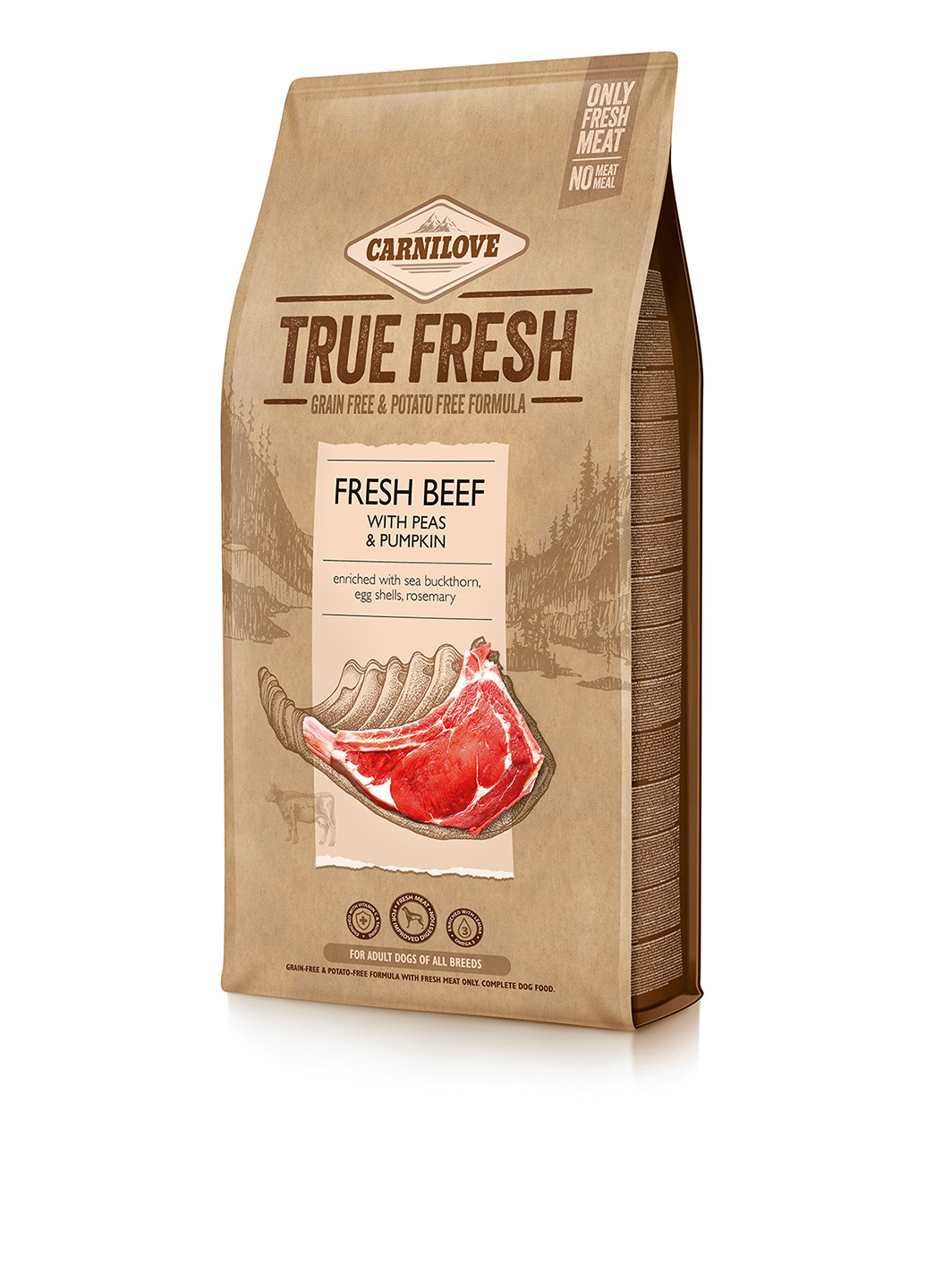 Сухой корм True Fresh с говядиной, 11,4 кг Carnilove (252477302)