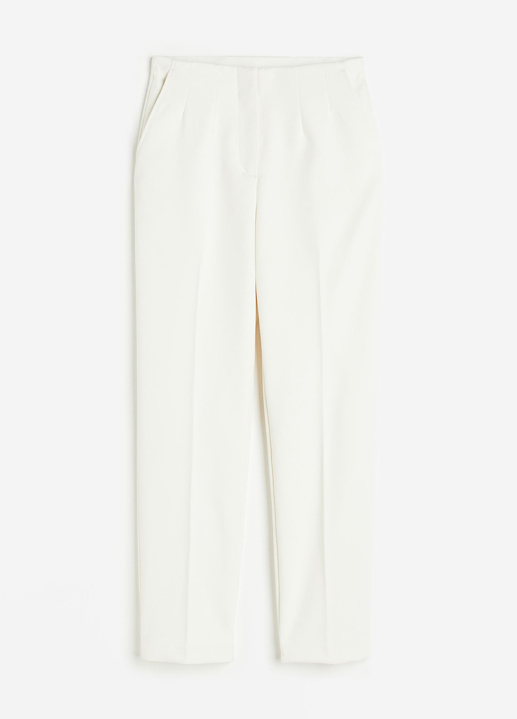 Белые кэжуал демисезонные зауженные, укороченные брюки H&M