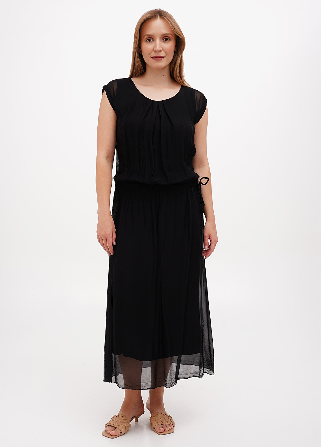 Чорна кежуал сукня Pura Seta однотонна