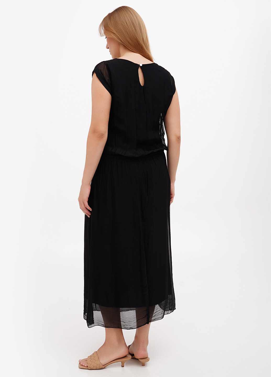 Чорна кежуал сукня Pura Seta однотонна