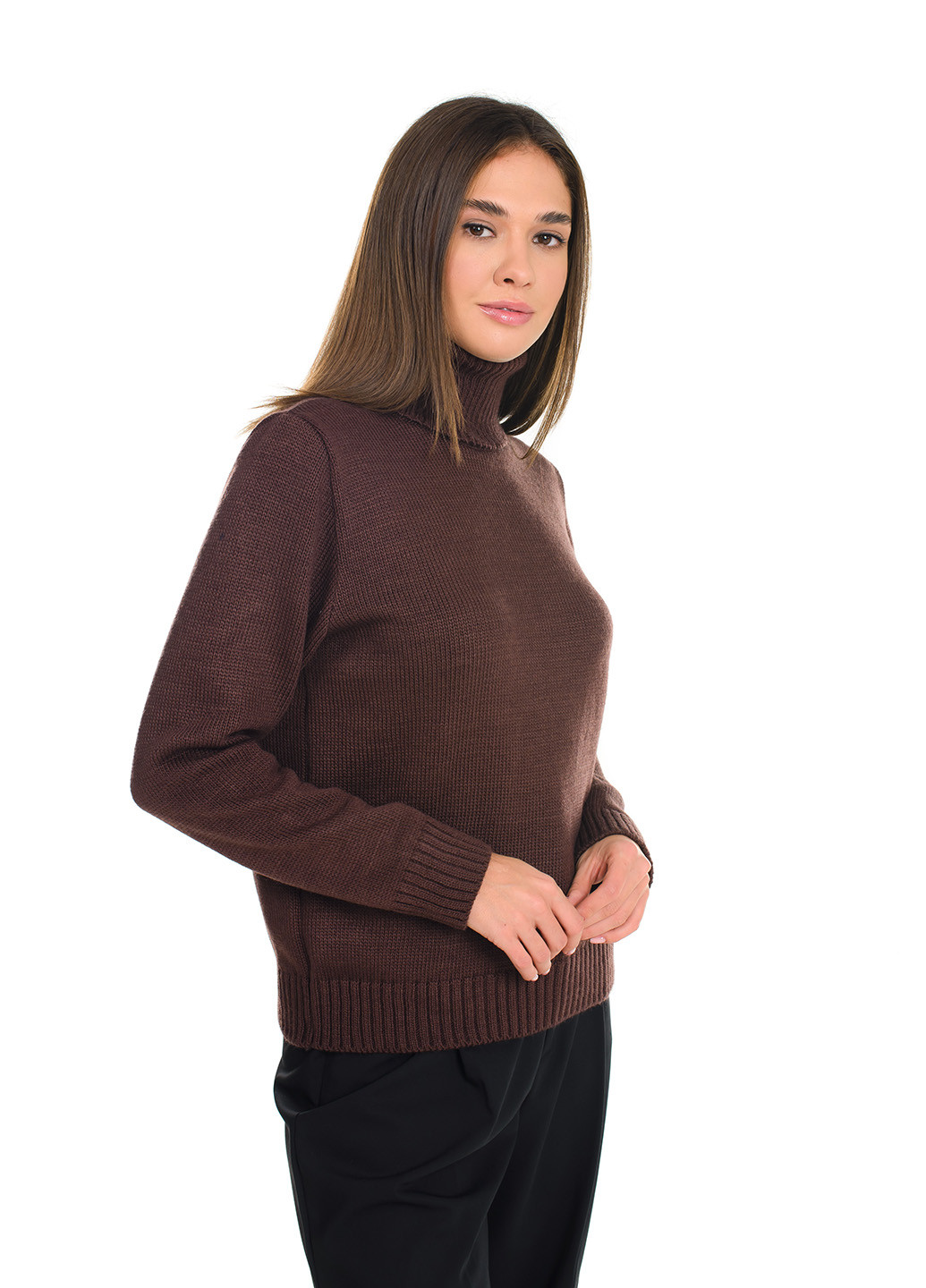 Коричневый зимний классический женский свитер SVTR