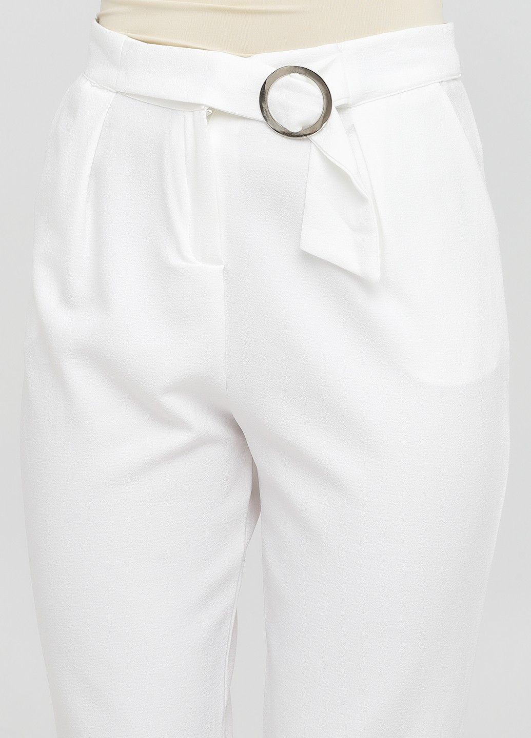 Белые кэжуал летние прямые, укороченные брюки Bebe Plus