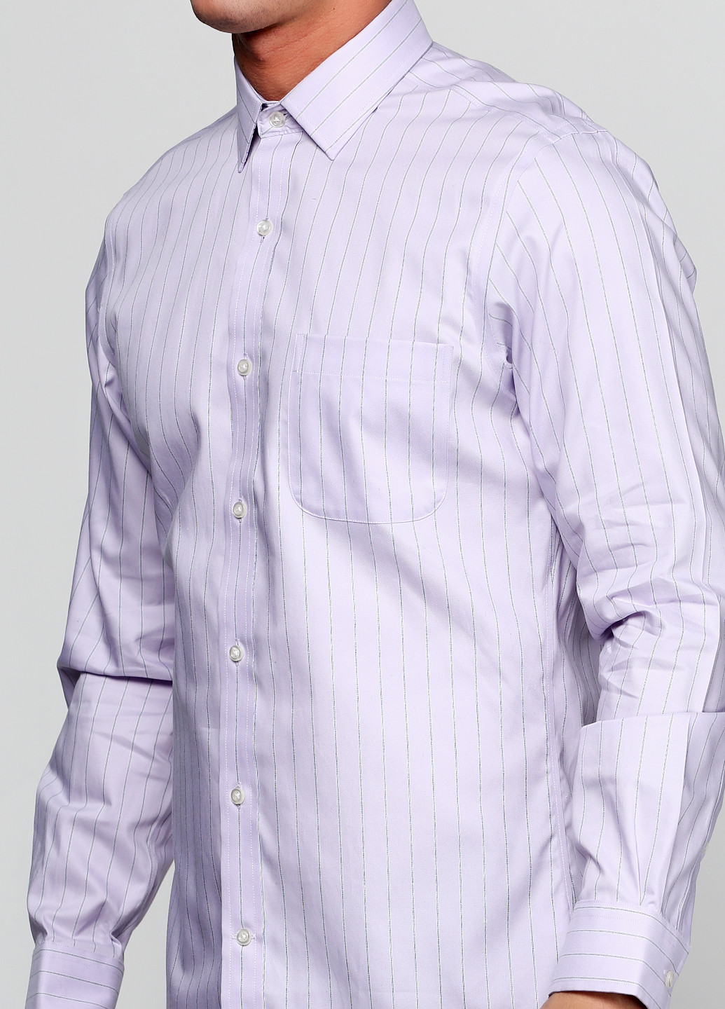Сиреневая кэжуал рубашка LANDSEND с длинным рукавом