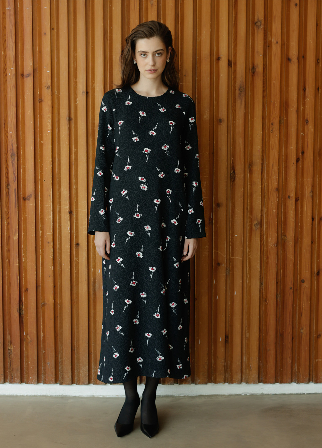 Синее кэжуал платье а-силуэт WKMF с цветочным принтом