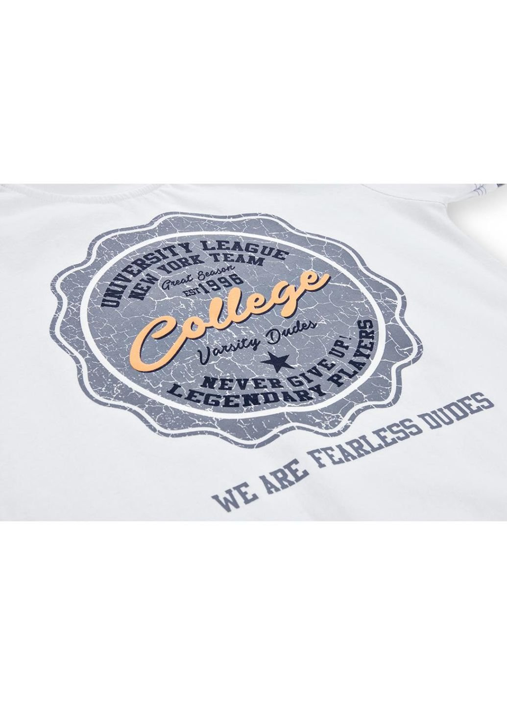 Белая демисезонная футболка детская "college" (4678-152b-white) E&H
