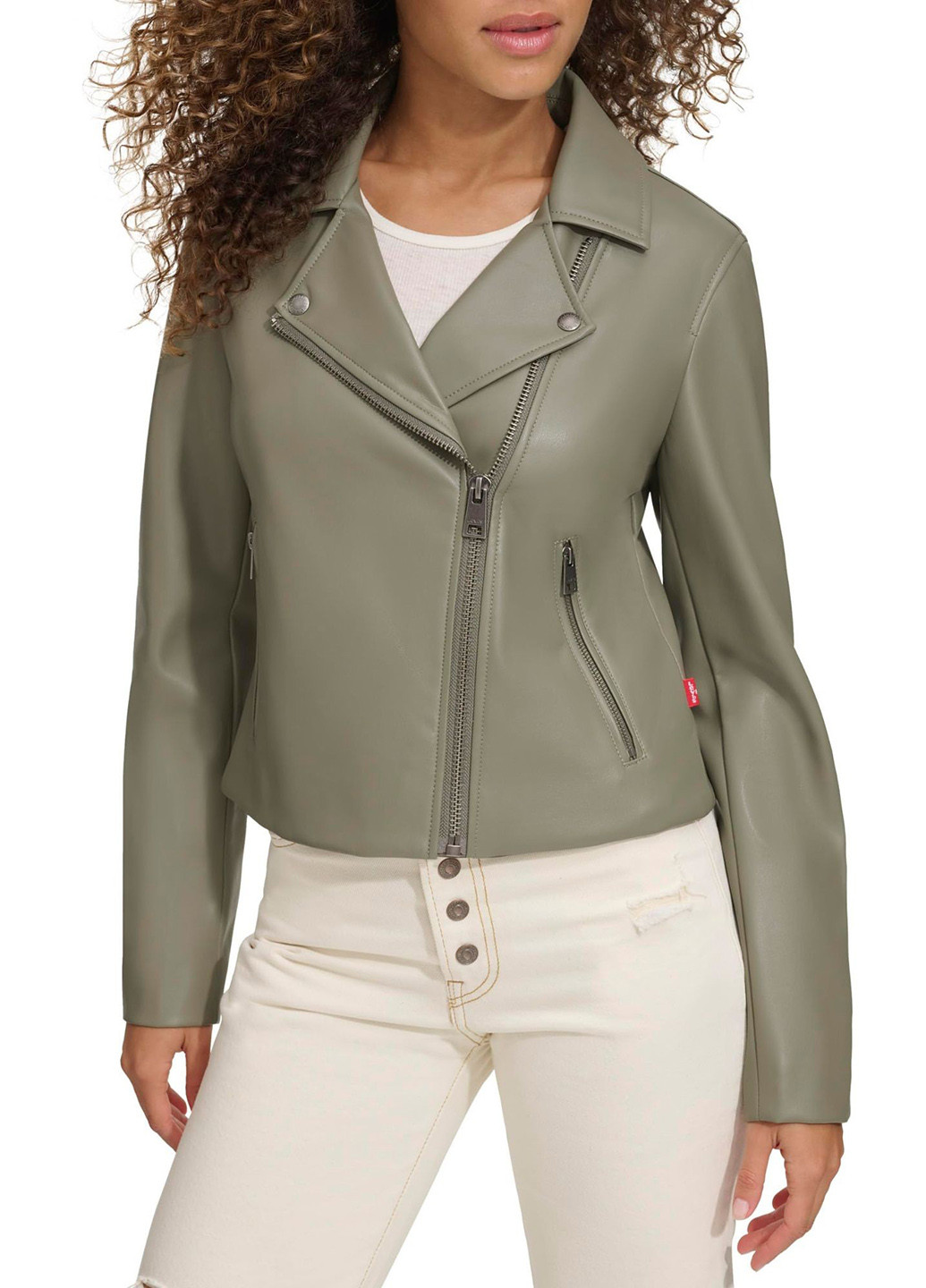 Зеленая демисезонная куртка косуха Levi's