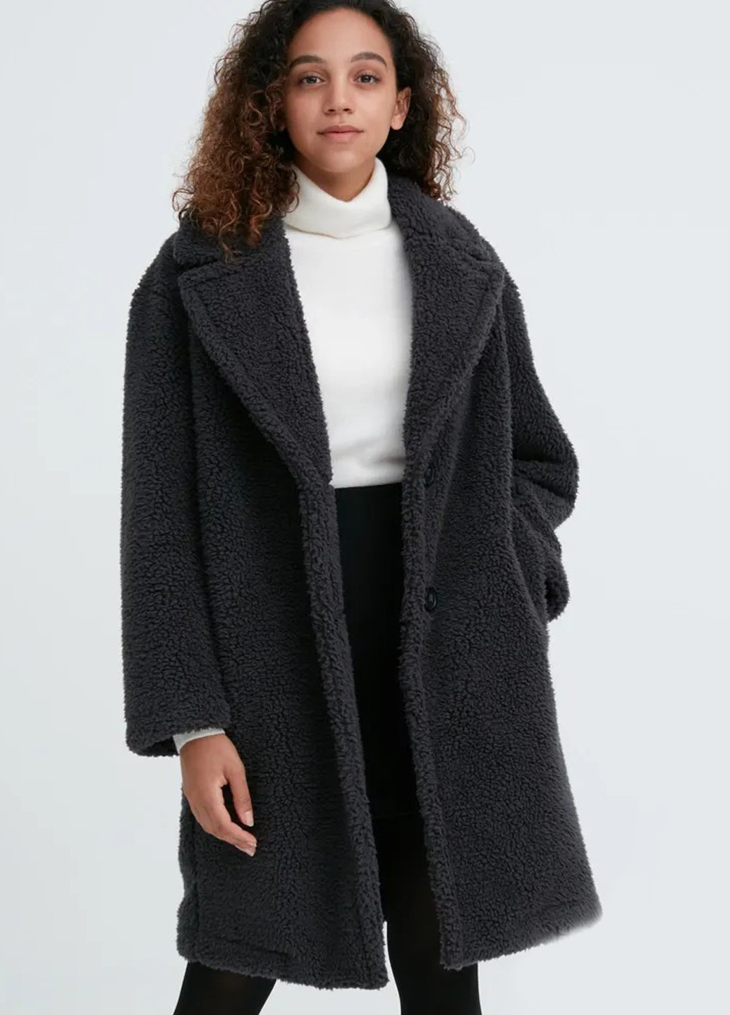 Сіре зимнє Пальто однобортне Uniqlo