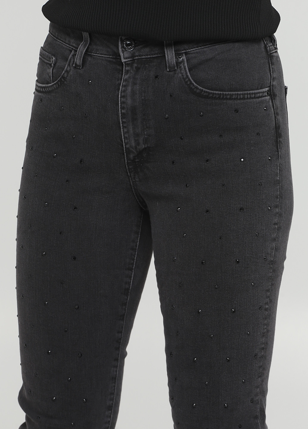 Джинси H&M завужені, скінні, вкорочені однотонні темно-сірі джинсові бавовна