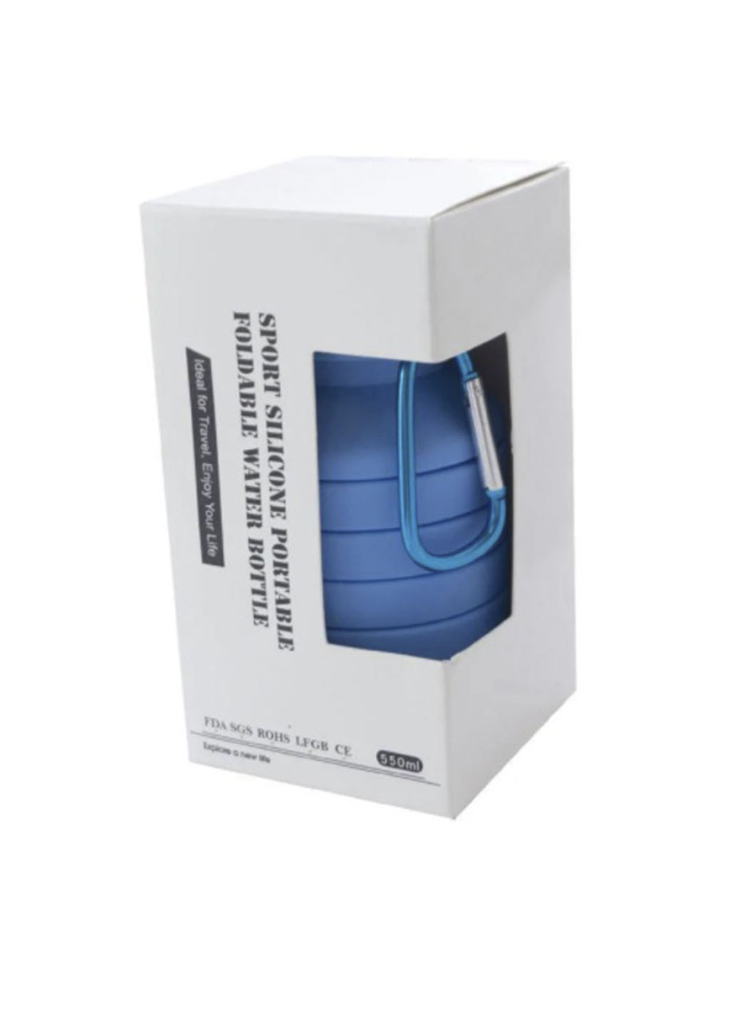 Складная силиконовая бутылка LUX Bottle 550 мл легкая и компактная для путешествий XO синяя