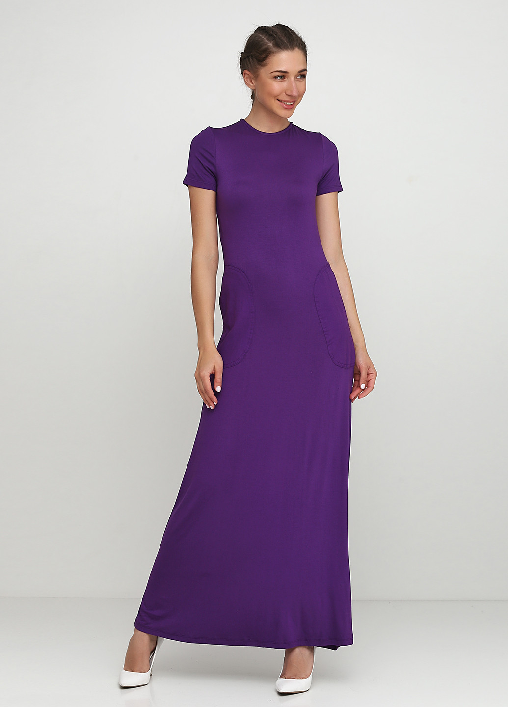 Фиолетовое кэжуал платье а-силуэт Stradivarius однотонное
