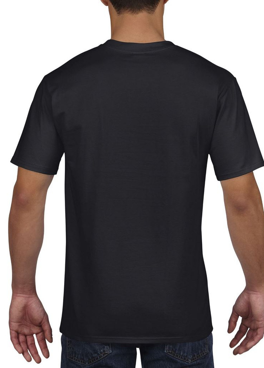 Черная футболка базовая хлопковая чёрная Gildan Premium Cotton
